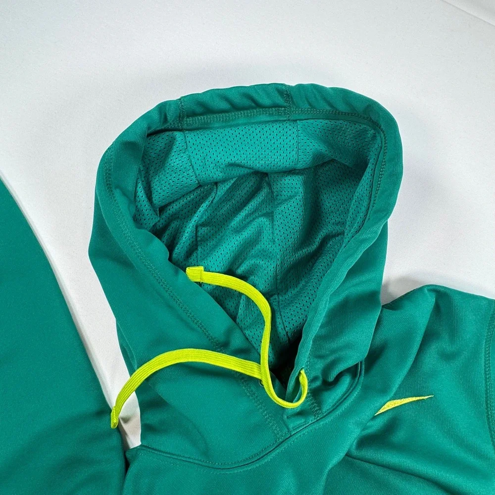 Nike Therma-FIT Mens Hoodie Green Neon Yellow Pullover Sweatshirt Size L